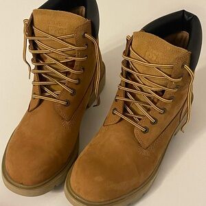 Timberland Pro Men's Wheat Nubuck Lace-Up Work Boots with Black Collar Composite